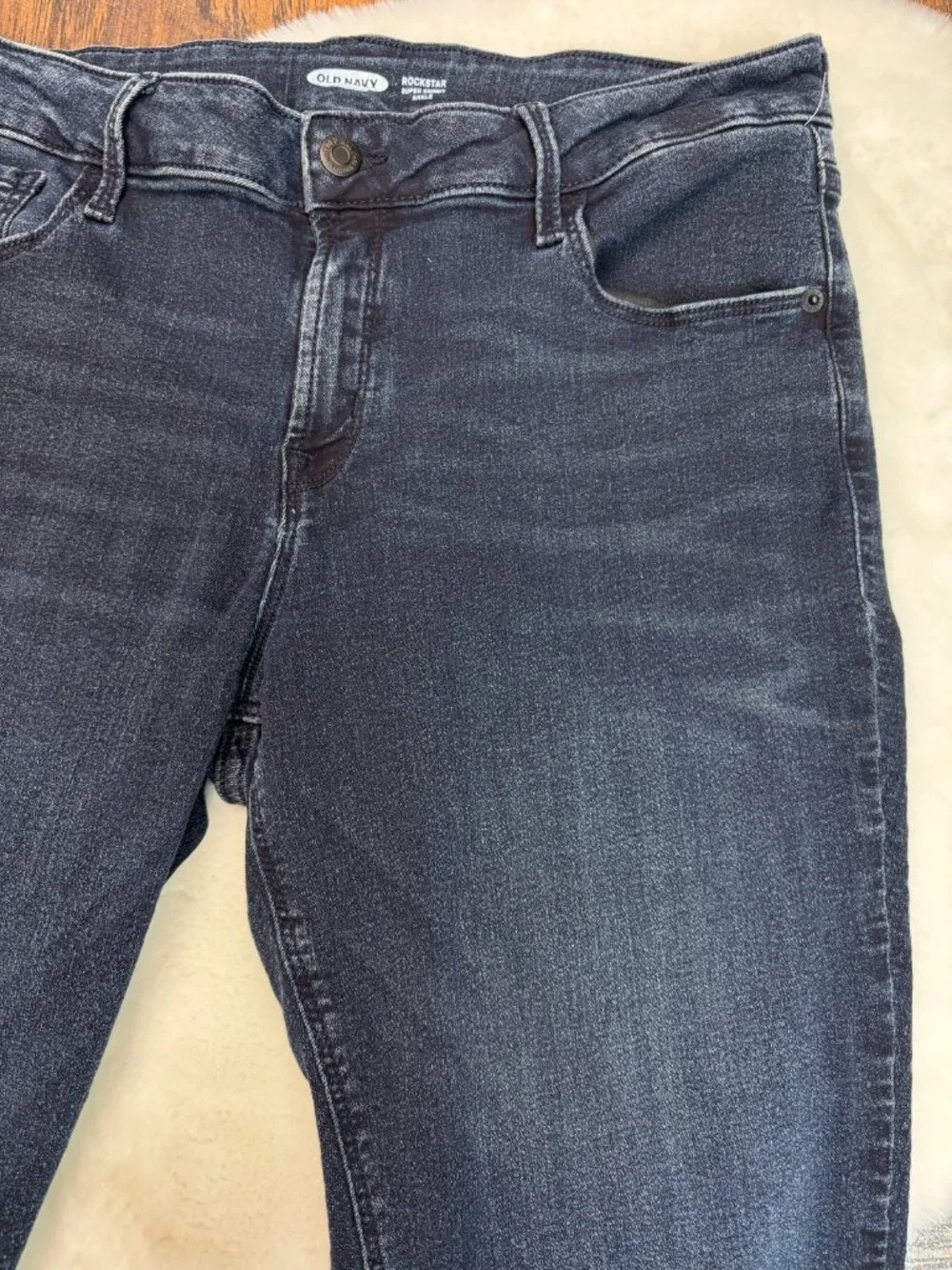 Old Navy Jeans 12 Rockstar Super Skinny Ankle Mid-Rise Stretch Blue Dark Wash